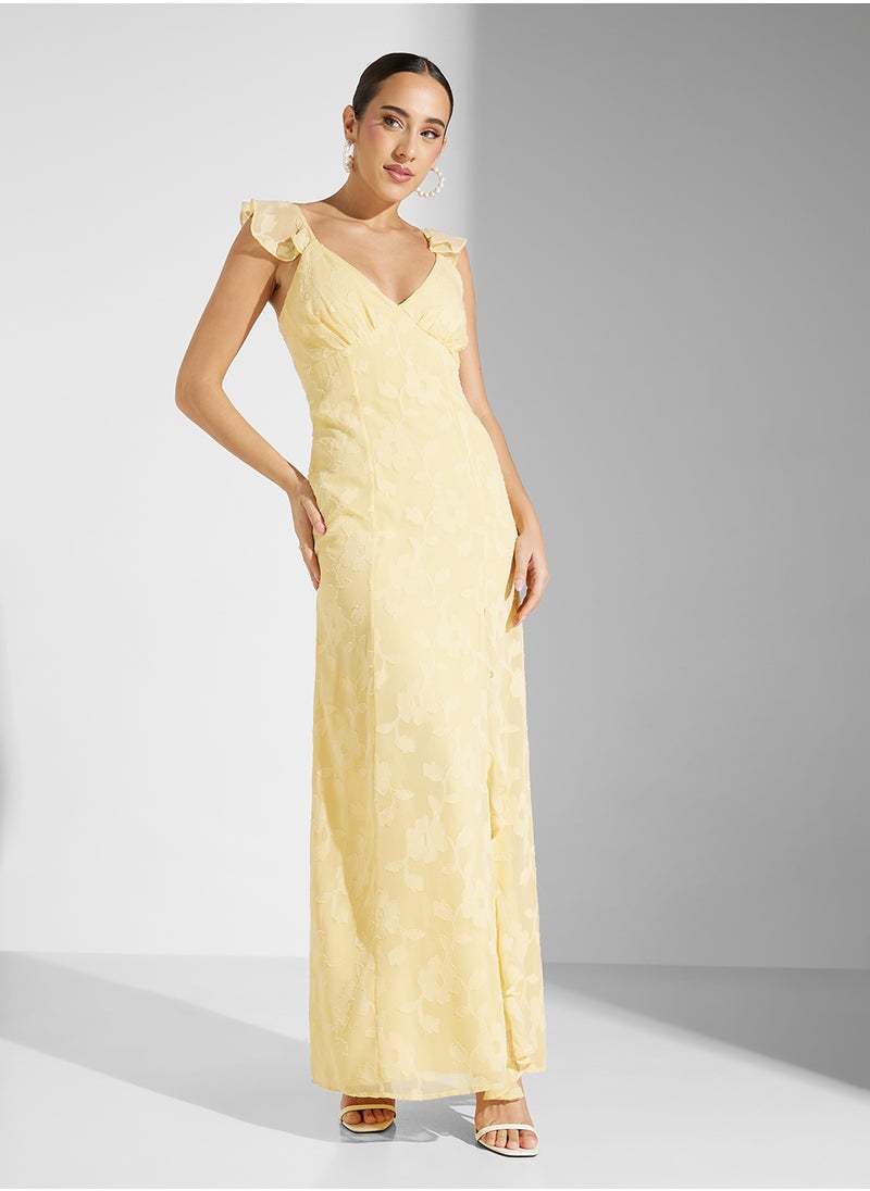 Anaya With Love Waterfall Ruffle Georgette Maxi With Thigh Split  - Image 4