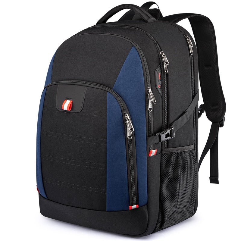 Della Gao Travel Laptop Backpack, Anti Theft Backpack for Men and Women with USB Charging Port Business Computer Backpack Bag (Black Blue, 18.4 Inch) - Image 1