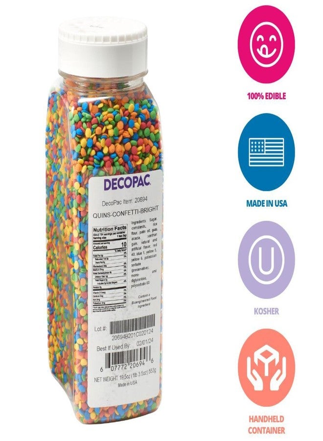 DECOPAC Quins Fancy Sprinkles, 19.5oz, Candy Sprinkles in Handheld Container, Edible Sprinkles For Celebration Cakes, Cupcakes, Cookies - Bright Confetti Quins - Image 2
