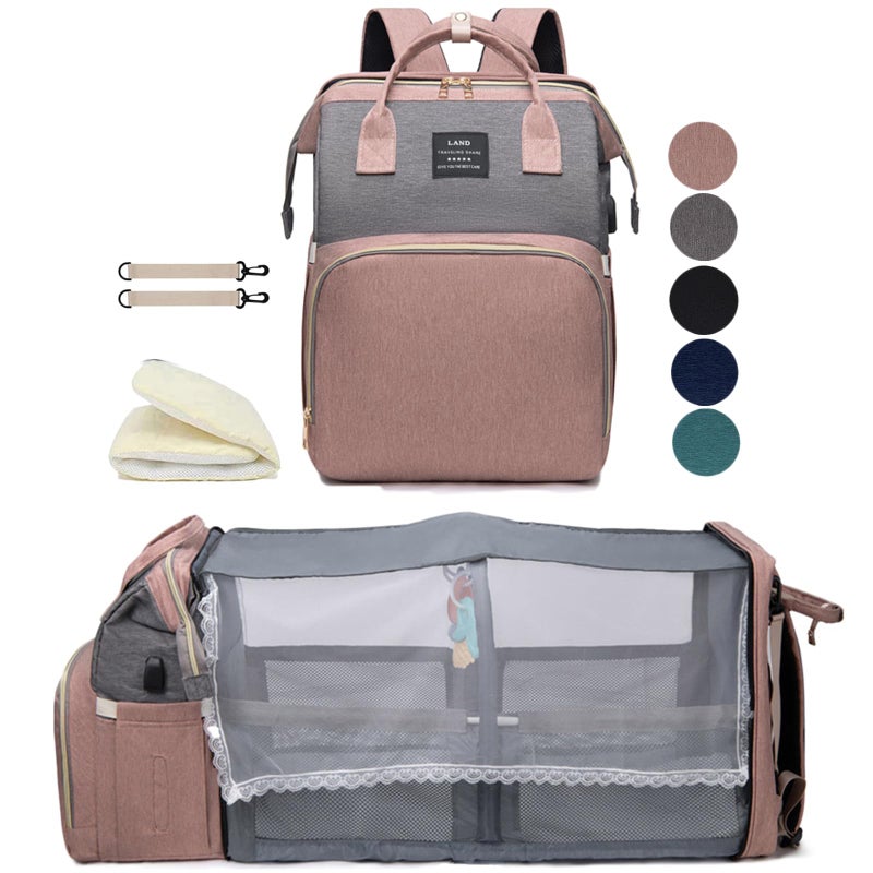 houscly Diaper Bag Backpack with Changing Station: Pink Baby Bags for Girls Boys Mom with Large Capacity PaÃ±aleras Para Bebe NiÃ±a Baby Girl Newborn Essentials Must Haves Baby Shower Gifts Baby Registry - Image 1