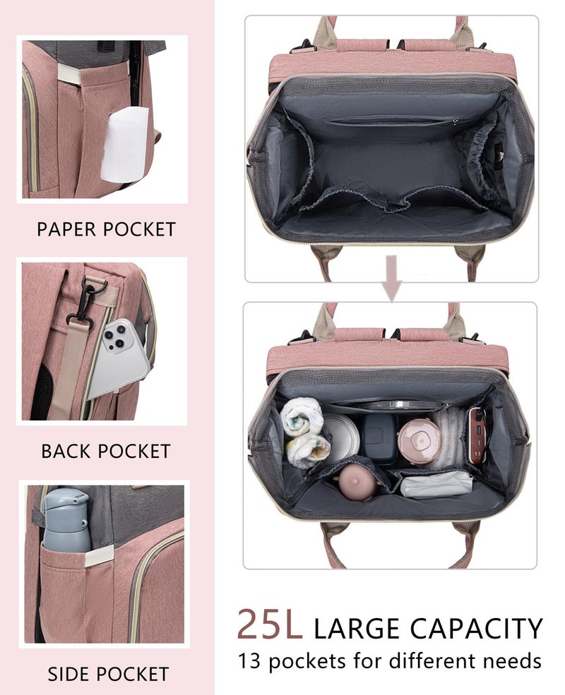 houscly Diaper Bag Backpack with Changing Station: Pink Baby Bags for Girls Boys Mom with Large Capacity PaÃ±aleras Para Bebe NiÃ±a Baby Girl Newborn Essentials Must Haves Baby Shower Gifts Baby Registry - Image 3