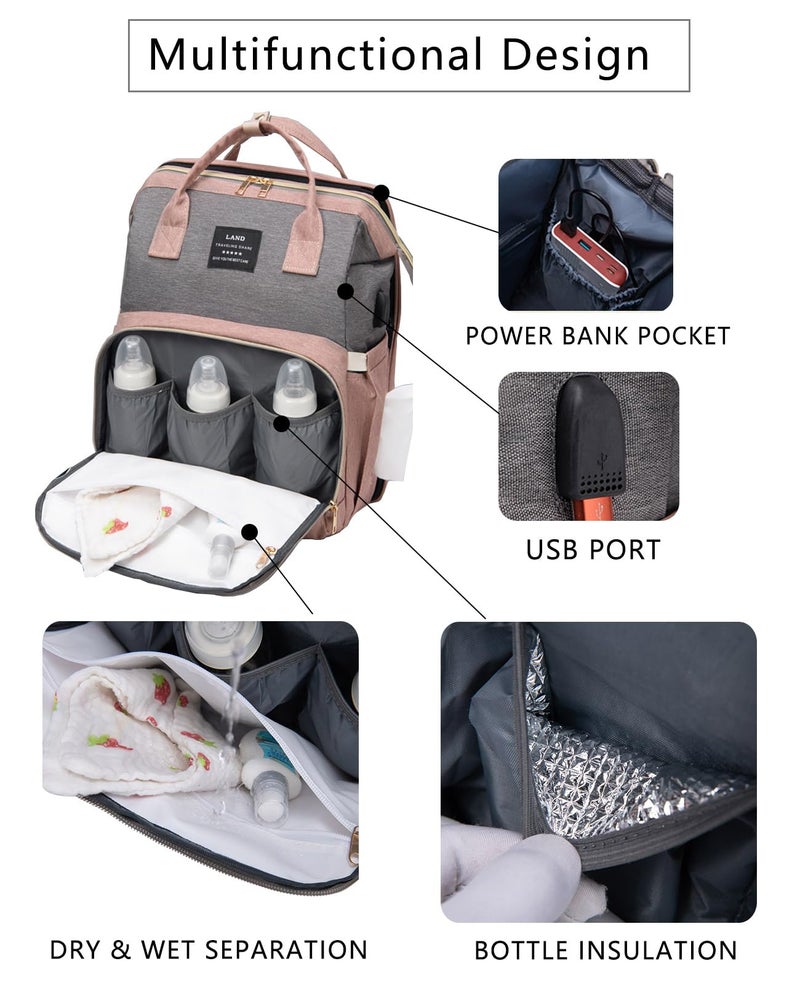 houscly Diaper Bag Backpack with Changing Station: Pink Baby Bags for Girls Boys Mom with Large Capacity PaÃ±aleras Para Bebe NiÃ±a Baby Girl Newborn Essentials Must Haves Baby Shower Gifts Baby Registry - Image 4