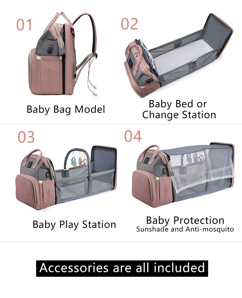 houscly Diaper Bag Backpack with Changing Station: Pink Baby Bags for Girls Boys Mom with Large Capacity PaÃ±aleras Para Bebe NiÃ±a Baby Girl Newborn Essentials Must Haves Baby Shower Gifts Baby Registry - Image 2