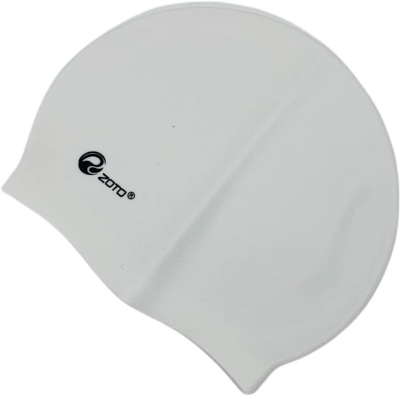 Zoto Silicone Swimming Cap - Waterproof White Swim Cap for Adults - Image 1