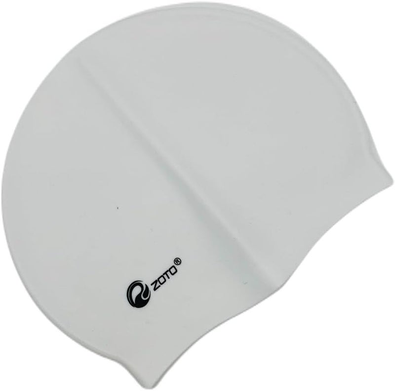 Zoto Silicone Swimming Cap - Waterproof White Swim Cap for Adults - Image 2