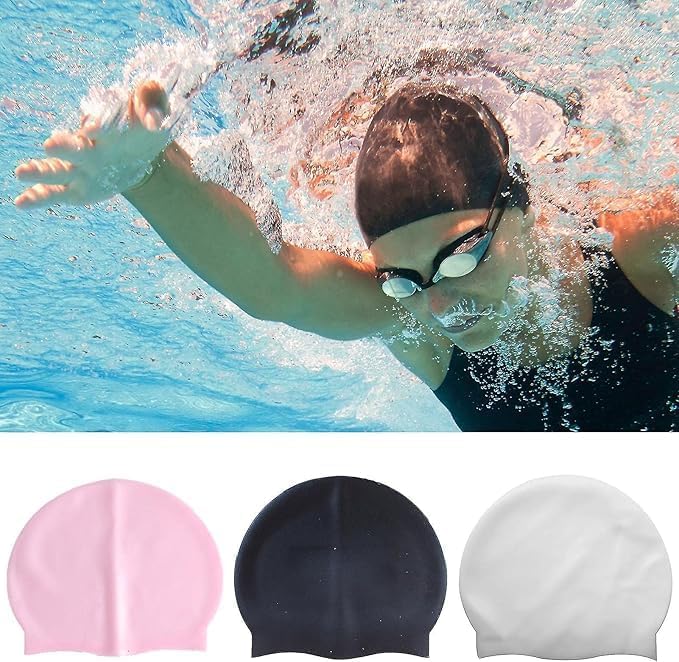 Zoto Silicone Swimming Cap - Waterproof White Swim Cap for Adults - Image 4