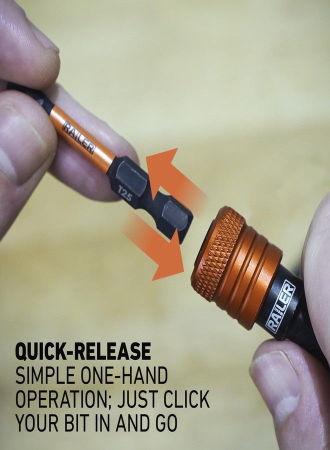 Railer Bit Holder Keychain 5pc - 1/4 inch Hex Shank Bit Holders - Quick Release Bit Holder For Nut Driver, Screwdriver & Drill Bits w/Key Chain Carabiner - Image 4