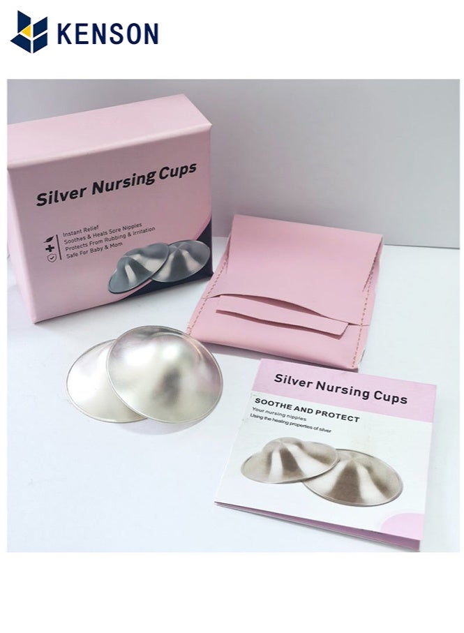 كِينْسُون أكواب إرضاع فضية لإرضاع حديثي الولادة، أغطية فضية للحلمات للرضاعة الطبيعية، واقيات إرضاع فضية، أكواب إرضاع فضية، أكواب علاجية، مستلزمات أساسية لحديثي الولادة، تهدئة الحلمات المتقرحة والمتشققة - Image 1