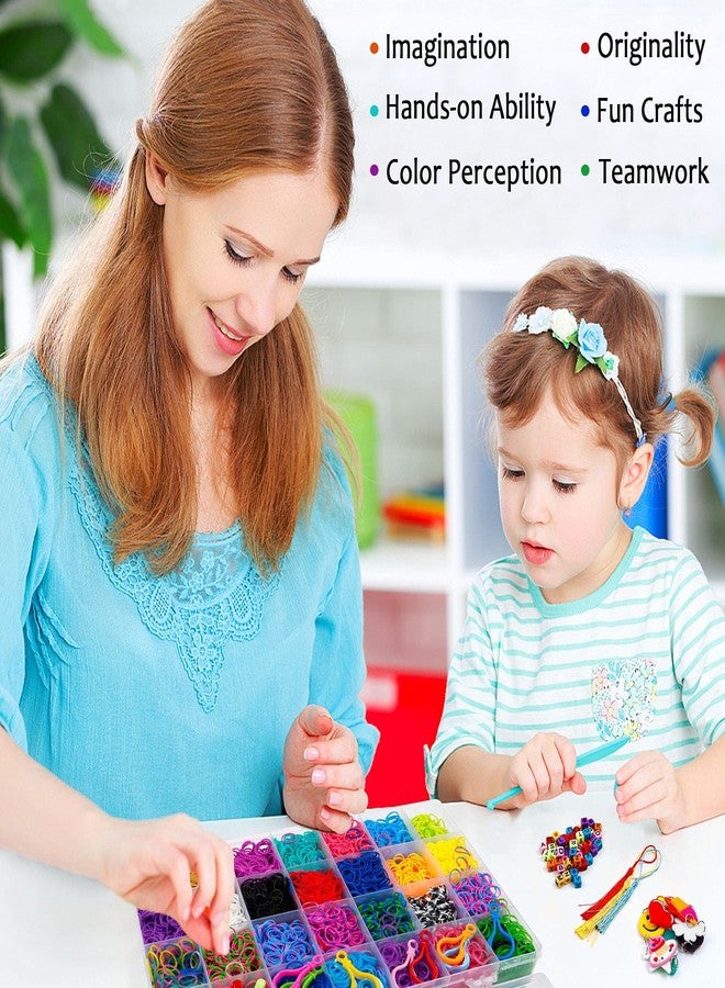 INSCRAFT Rubber Band Refill Kit, Over 11000 Rubber Bands, 28 Colors with Container, 600 Clips, 200 Beads, 52 ABC Beads, Premium Bracelet Making Refill Kit for Girls Kids - Image 2