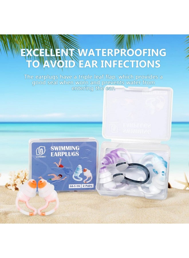 lysian Reusable Swimming Ear Plugs With Nose Clips2 Pairs Silicone Swimmers Ear Plugs For Adult Water Surfing Snorkeling Sleeping And Shower - Image 3