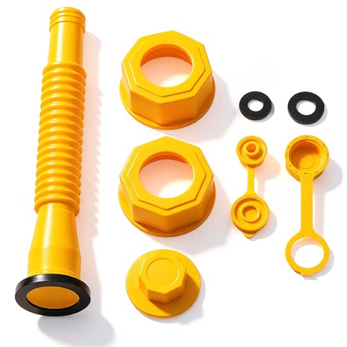 MEAJOO Yellow Gas Can Nozzle Kit Half Two Five Ten Gallon Can Vent Caps Base Caps Rubber Pad Spout Cover - Image 1