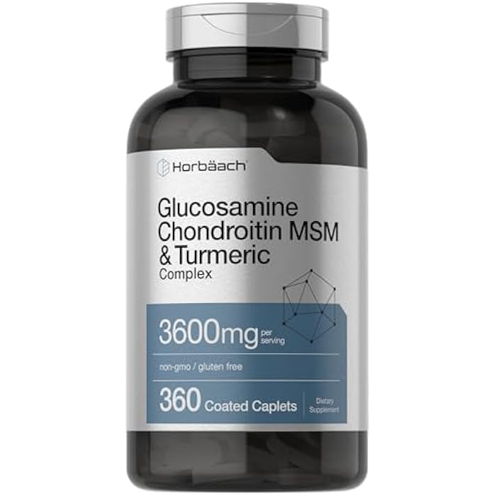 Horbäach Glucosamine Chondroitin MSM | 360 Caplets | Advanced Formula with Turmeric | Non-GMO, Gluten Free - Image 1