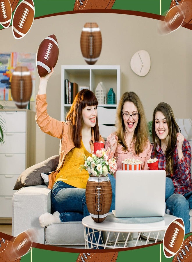 Rossesay 8 Pcs 12 Inches Football Paper Lantern with 8 Pcs Fake Grass Turf Football Table Centerpiece Decoration Set Paper Sports Ball Lantern Faux Grass Squares Patch for Sports Game Party Supplies - Image 5