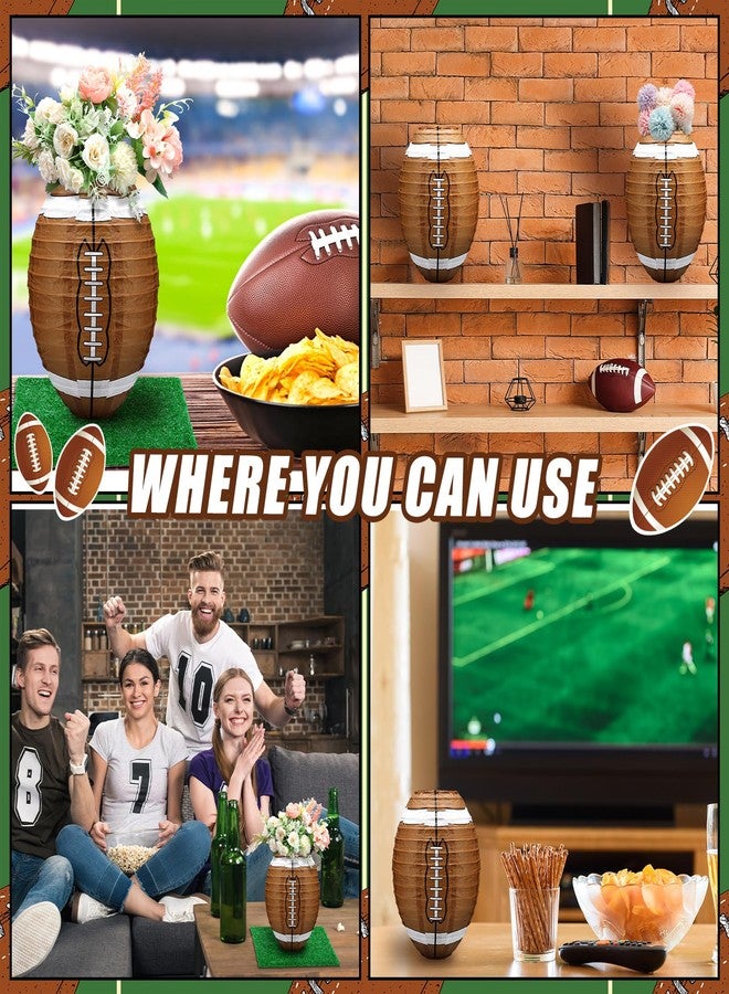 Rossesay 8 Pcs 12 Inches Football Paper Lantern with 8 Pcs Fake Grass Turf Football Table Centerpiece Decoration Set Paper Sports Ball Lantern Faux Grass Squares Patch for Sports Game Party Supplies - Image 4