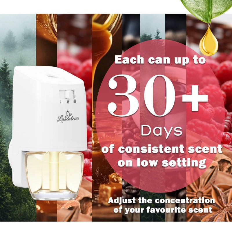 DERDUFT Plug In Air Freshener Refills â€“ Spruce, Caramel, Espresso & Raspberry Cinnamon, 12 Count Fragrance for Home, Bathrooms, Office â€“ 7.92 Fl Oz, Compatible with Air Wick & Glade, Not for Glade Plus - Image 4
