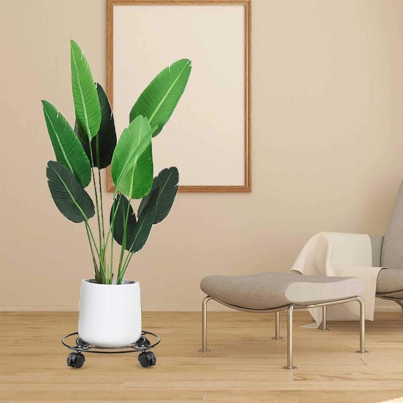 Fasmov 2 Pack 13 inches Plant Caddy, Heavy Duty Iron Potted Plant Stand with Lockable Caster Wheels, Outdoor Caddy Indoor Plant Dolly, Black - Image 5