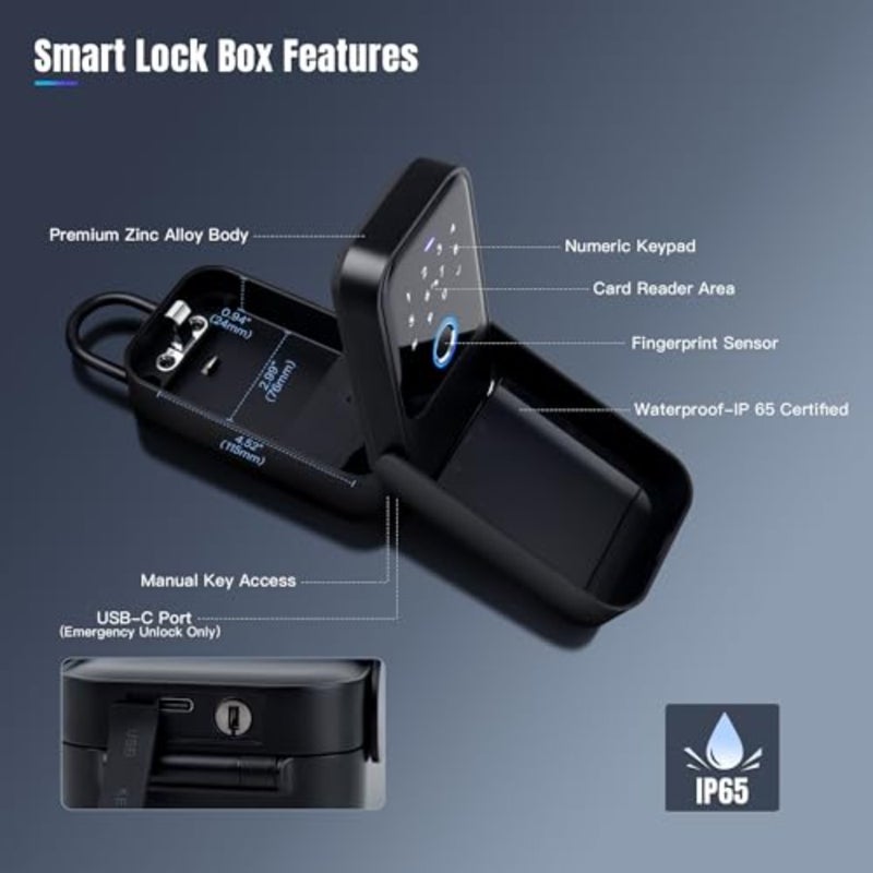 Smart Key Lock Box, Bluetooth Fingerprint Lock Box with APP Control, Fingerprint Recognize and Multiple Code Types, Security Key Lock box for Outside, Owner, Realtor, Airbnb New Version - Image 4