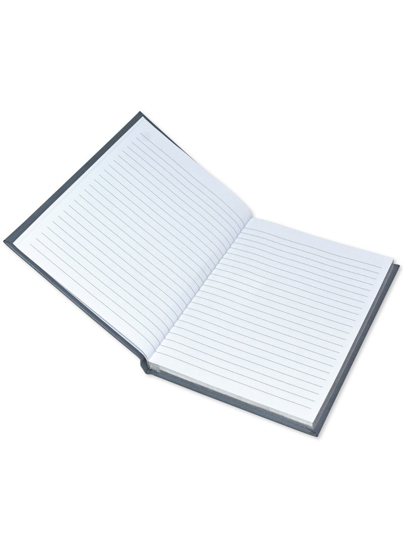 FIS Notebook Bonded Leather, Size A5, Offset White Paper, 70 GSM, 196 Pages, 8 mm Ruled, Hard Cover, Silver Gilded Edges, Colour Grey - FSNBHCA5GWHBLGY - Image 2