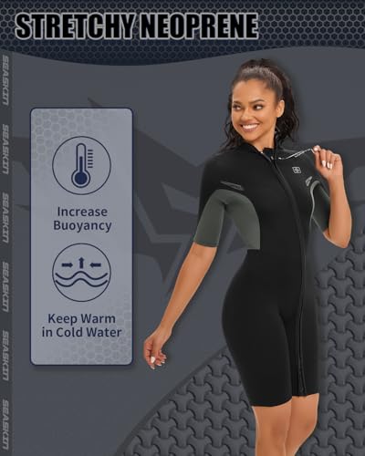 Seaskin Shorty Wetsuits for Womens 2mm Front Zip Diving Suits - Image 3
