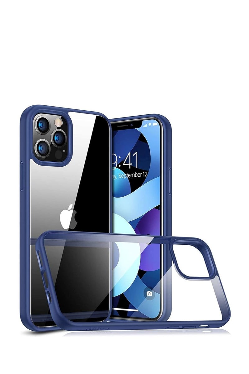 كوبلو جراب COBLUE لموبايل iPhone 13 Pro Max – ظهر شفاف صلب + إطار أزرق مرن | حماية عالية | نحيف وخفيف | ضد الصدمات والخدوش - Image 1