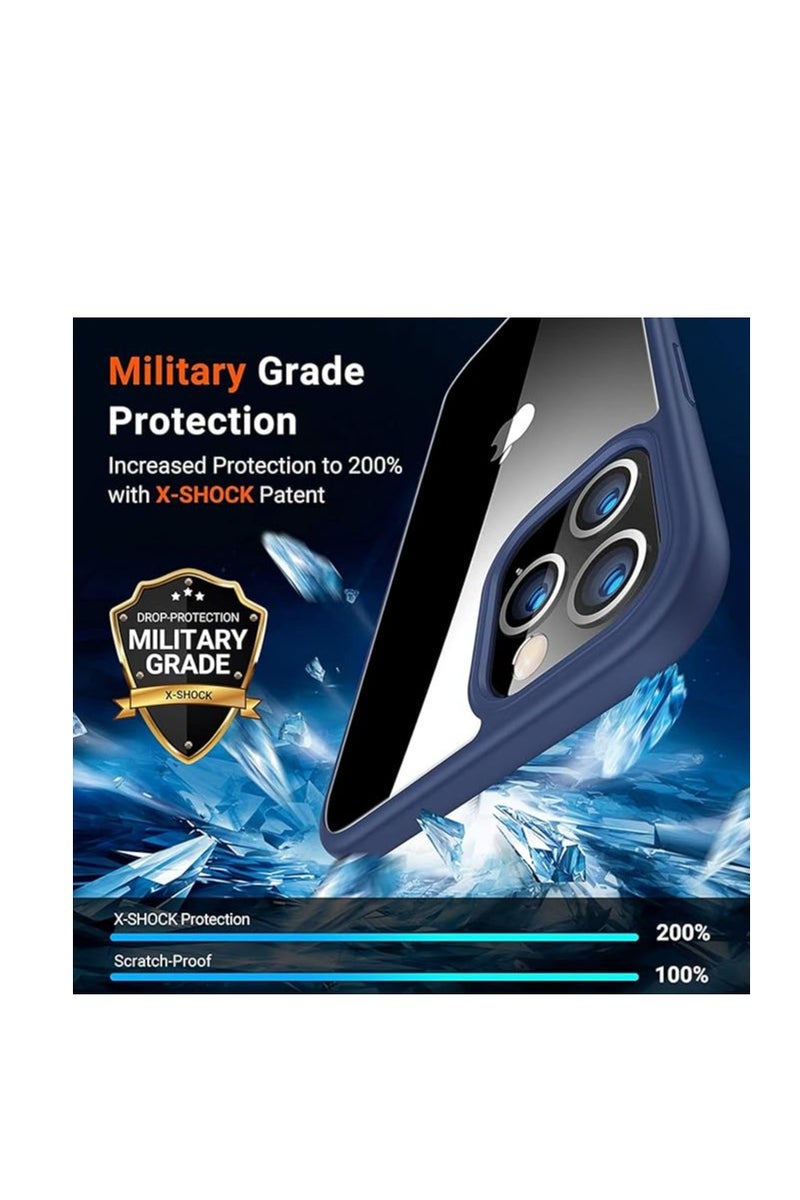 كوبلو جراب COBLUE لموبايل iPhone 13 Pro Max – ظهر شفاف صلب + إطار أزرق مرن | حماية عالية | نحيف وخفيف | ضد الصدمات والخدوش - Image 2