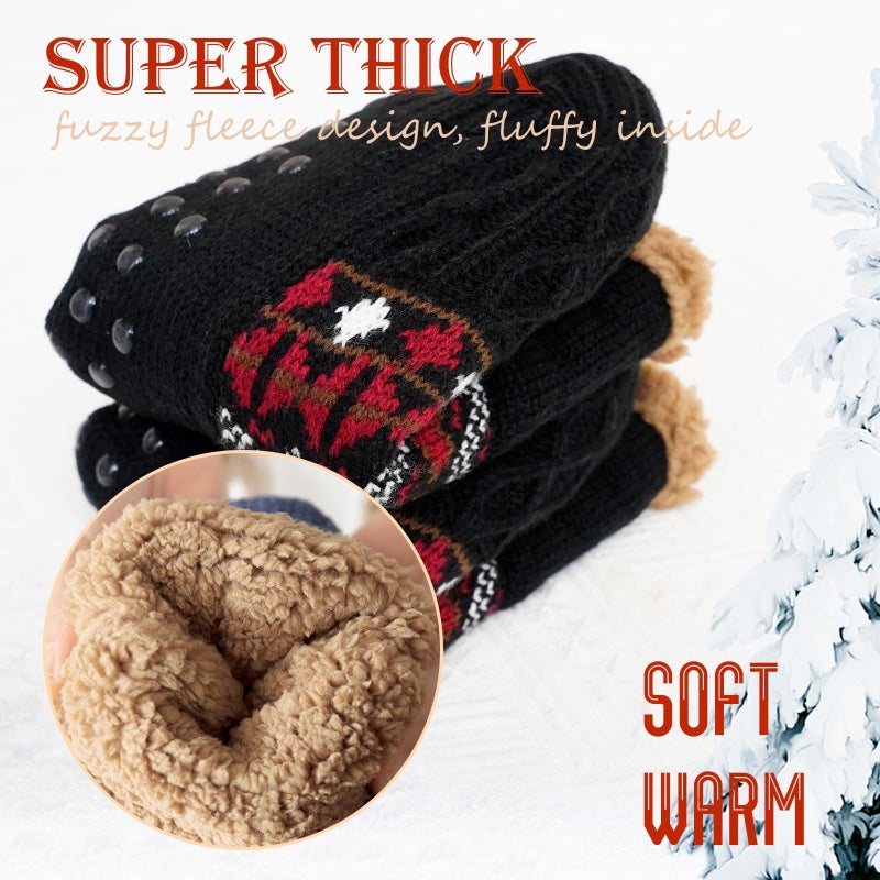 CaiDieNu Fuzzy Slipper Socks for Men Women with Grippers, House Slippers Winter Cozy Warm Thick Non-Slip Fuzzy Thermal Socks - Image 3