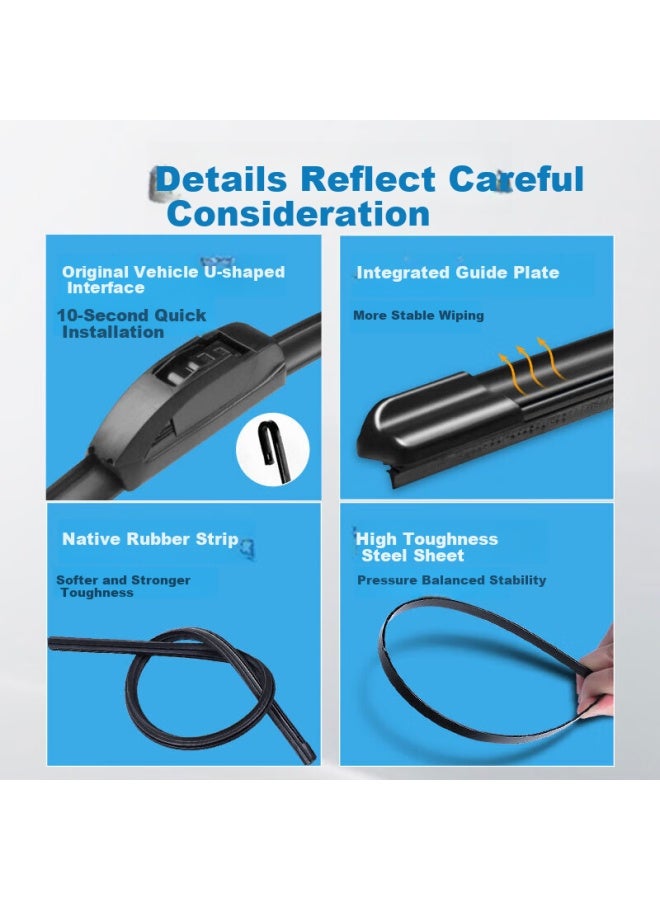 Aolin Wiper Blades For Volvo Xc60 09-17 / Volvo Xc70 07 / Volvo V60 11-18 / V70, Original Size A Grade Rubber Strip - Image 3