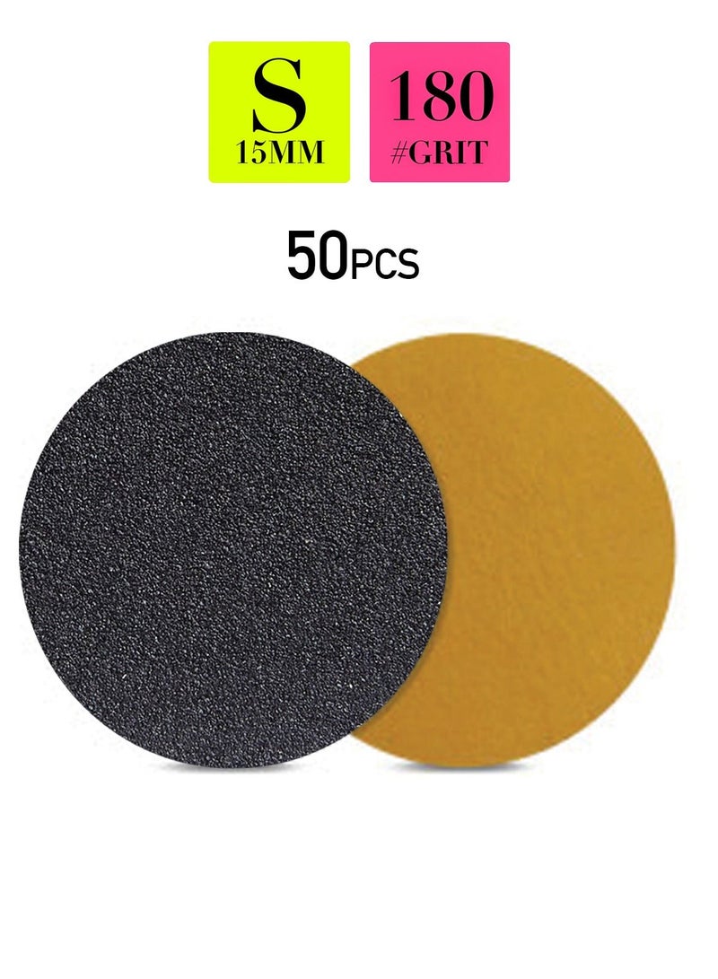 brunson 50pcs Self-adhesive Sandpaper Disk Replacement Pad Foot File Disc for Electric Rasp Files Callus Cuticle Hard Dead Skin Removal Pedicure Tools S 15MM #180grit - Image 3
