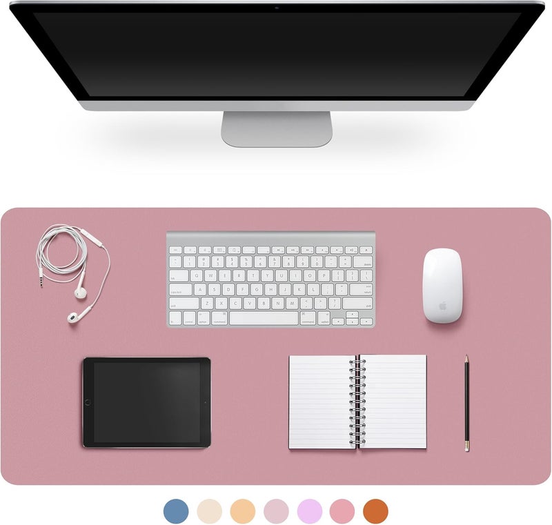 CADONO Leather Desk Pad Protector, Non-Slip PU Leather Large Mouse Pad, Easy Clean Desk Protector Mat, Writing Pad for Office/Home/Decor (Pink, 31.5" x 15.7") - Image 1