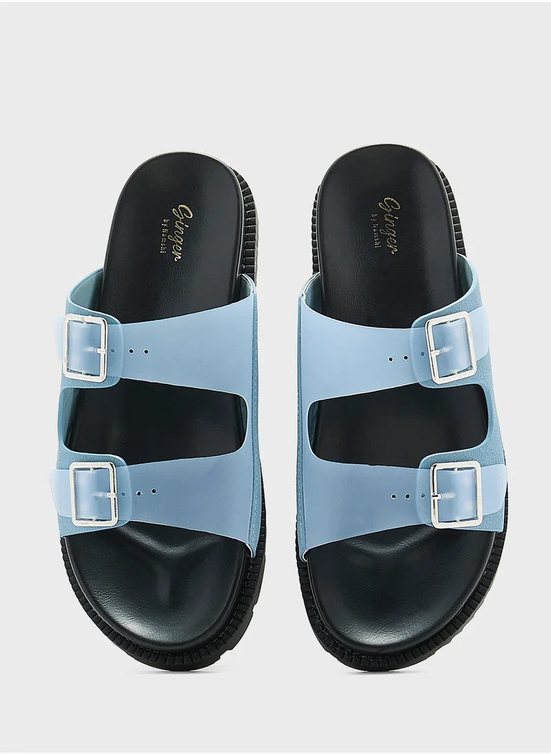 Ginger Double Strap Persplex  Flat Sandal