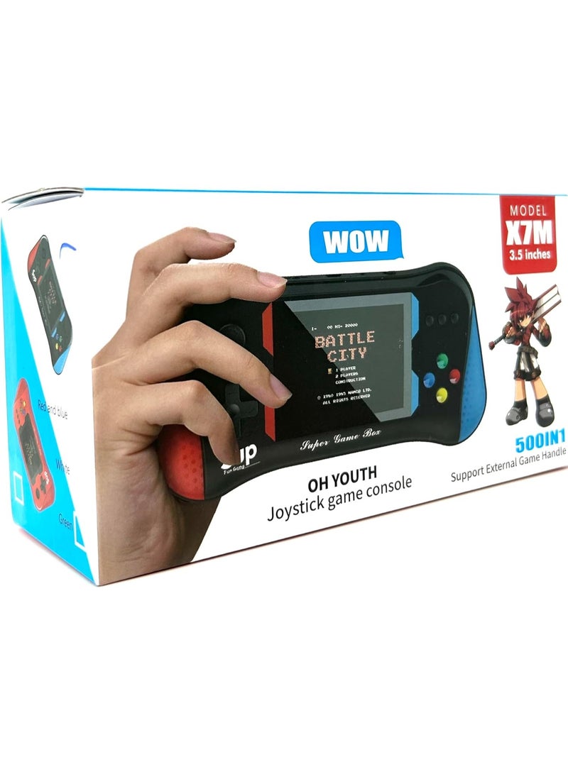MUNTAQI Handheld Game Console X7M – 500 Classic Games in 1, 4.3'' Large Screen Portable Gaming Console for Kids & Adults, Built-in Gamepad, Support for External Controller, Rechargeable Retro Game Player - Image 1