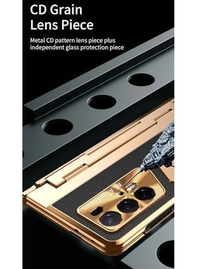 إيروريكس جراب جلدي متوافق مع Honor Magic V2 Rsr مع حماية بمفصلة مسطحة وغطاء شامل مع واقي شاشة وواقي عدسة كاميرا معدني وحامل لجهاز كمبيوتر رفيع باللون الأسود - Image 4