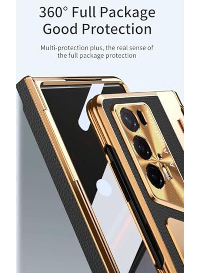 إيروريكس جراب جلدي متوافق مع Honor Magic V2 Rsr مع حماية بمفصلة مسطحة وغطاء شامل مع واقي شاشة وواقي عدسة كاميرا معدني وحامل لجهاز كمبيوتر رفيع باللون الأسود - Image 3