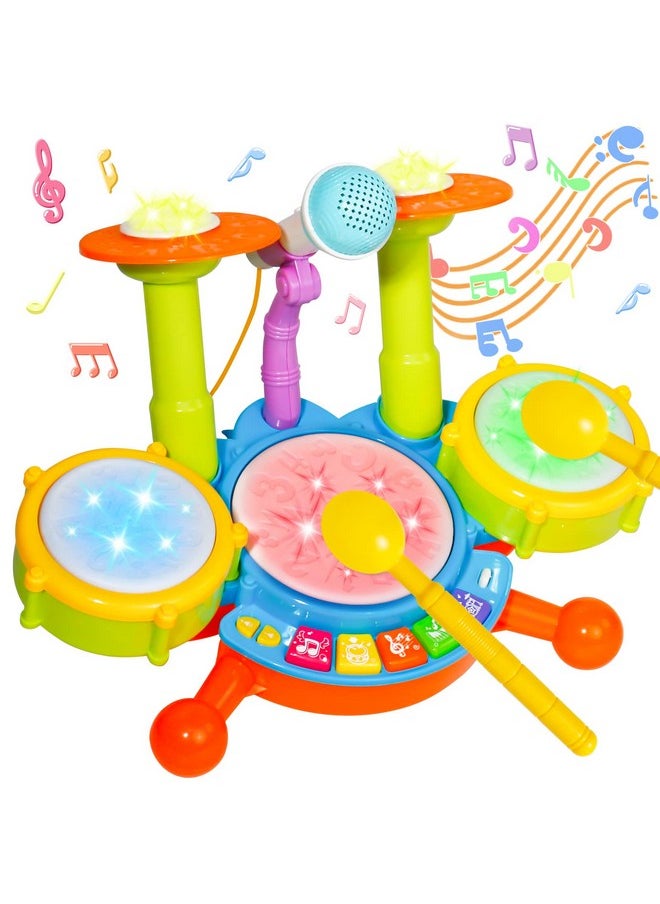 yoptote - Yoptote Kids Drum Set For Toddlers 1-3 Musical Toys For 1 Year Old Boy Gifts Baby Educational Instruments Microphone Piano Light Up Baby Learning Toys 12-18 Months Easter Gift For 1 2 3 Year Old - Image 1