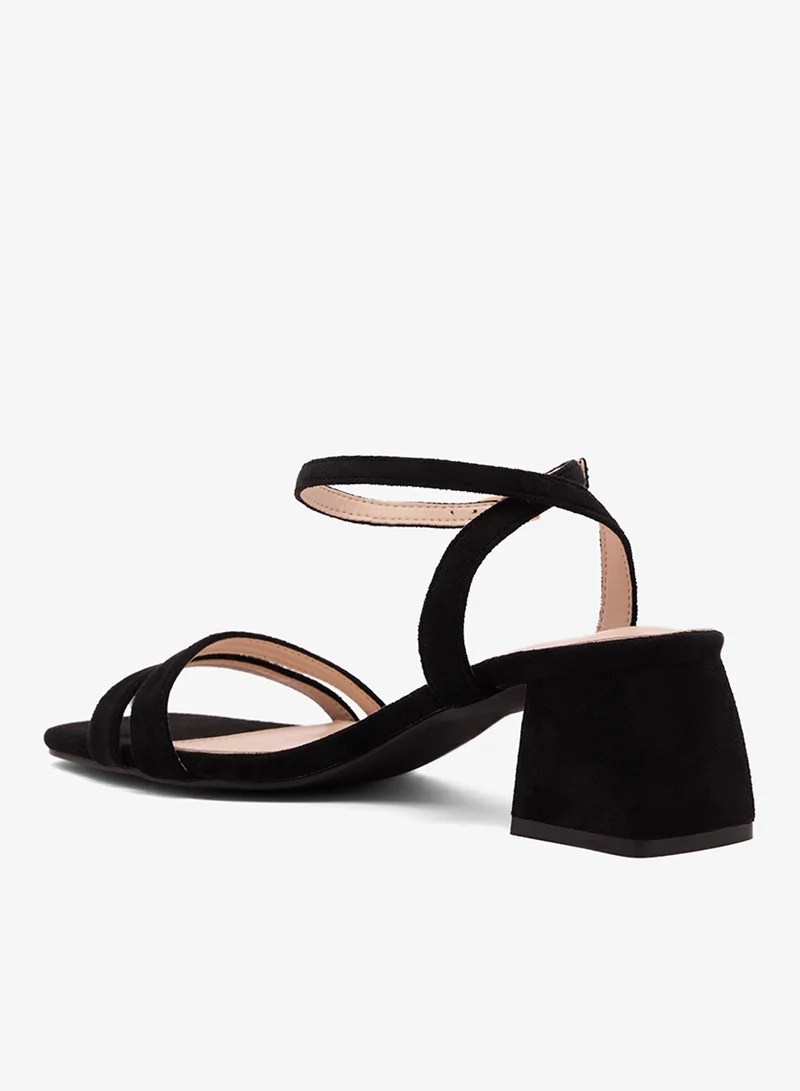 Raid BLACK SUEDE Ankle Strap Heeled Sandals for Women | Best Price UAE