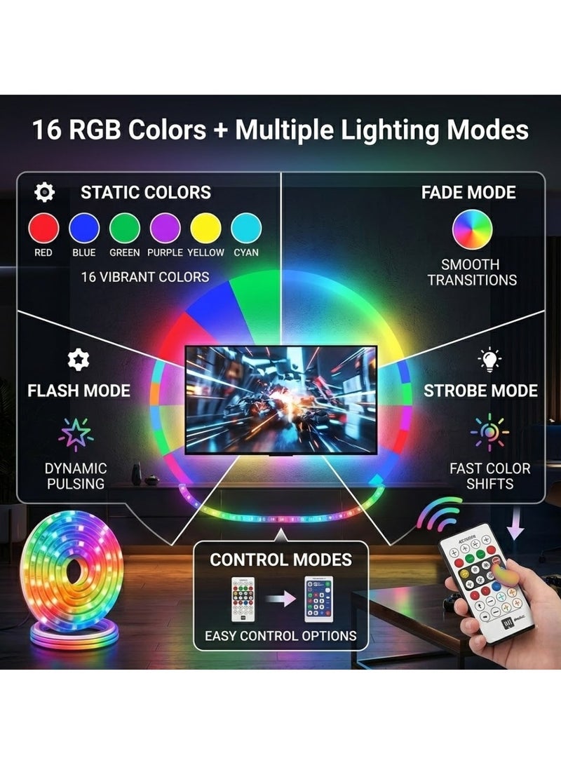 CHEEMAISTIC 5 Meter RGB TV LED Strip Lights with Remote Control, USB Powered Backlight for TV, 16 Color Changing LED Light Strip for Gaming Room, Home Decor, Bedroom, Desk, Cabinet Lighting - Image 4