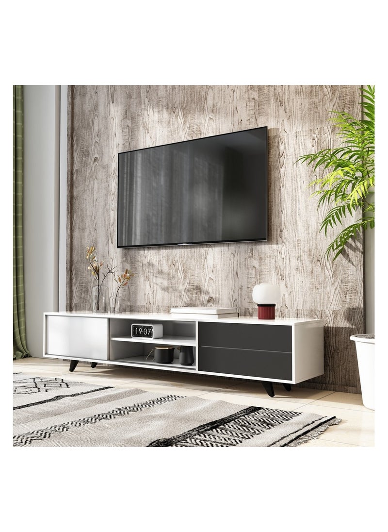 ROYALOAK Royaloak Archer TV Unit | MDF | Melamine Finish | Telescopic Channel | Ample Storage | TV Unit | TV Unit Design for Hall | Modern Design | TV Entertainment Unit | TV Unit for Living Room  - Image 1