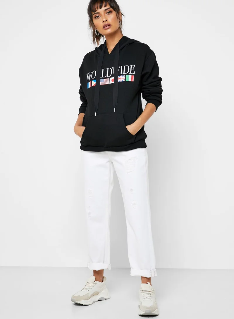 FOREVER 21 Graphic Oversized Hoodie