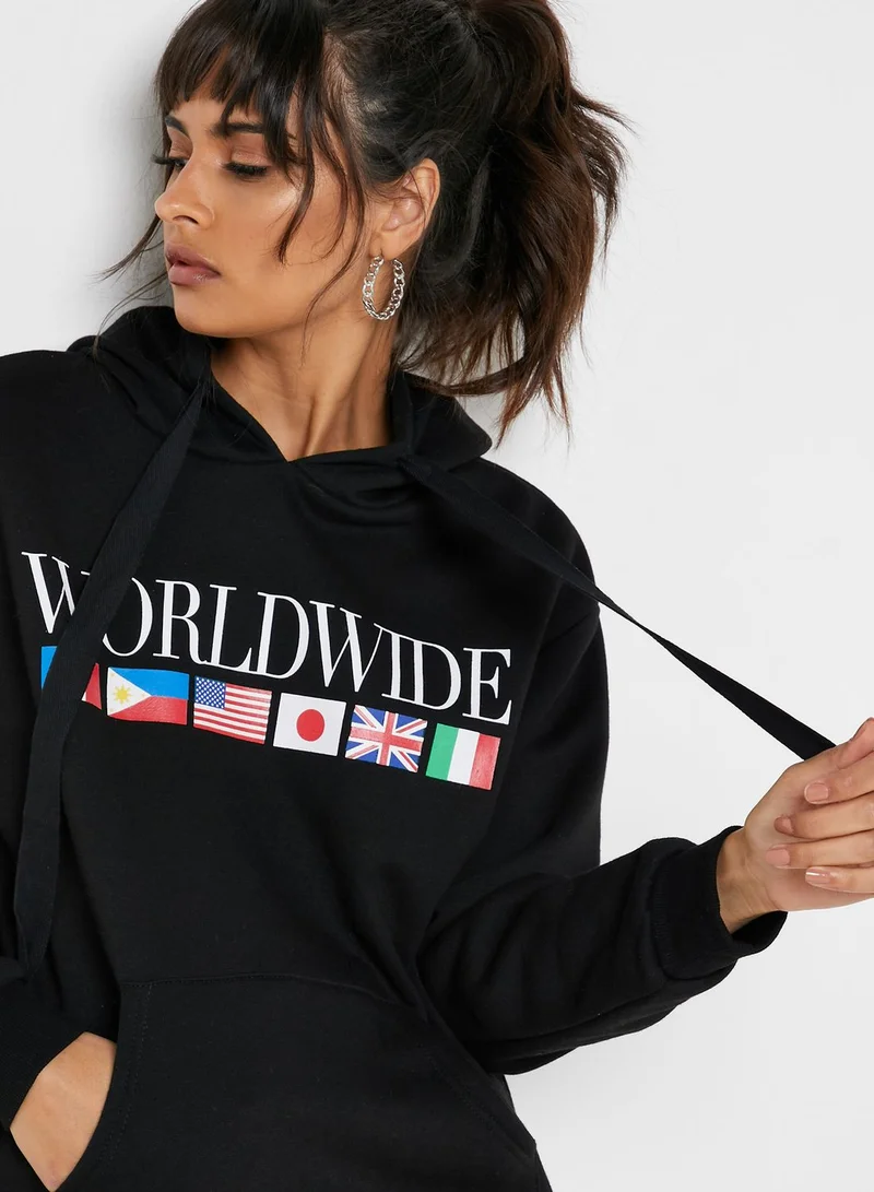 FOREVER 21 Graphic Oversized Hoodie