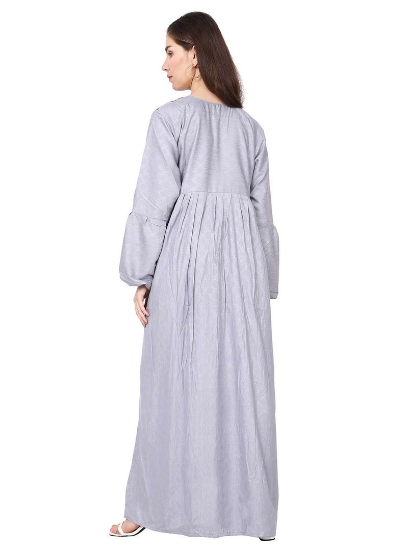 HANA & SARA UNIQUE THREAD EMBROIDERY LONG VISCOSE ARABIC KAFTAN JALABIYA DRESS - Image 2