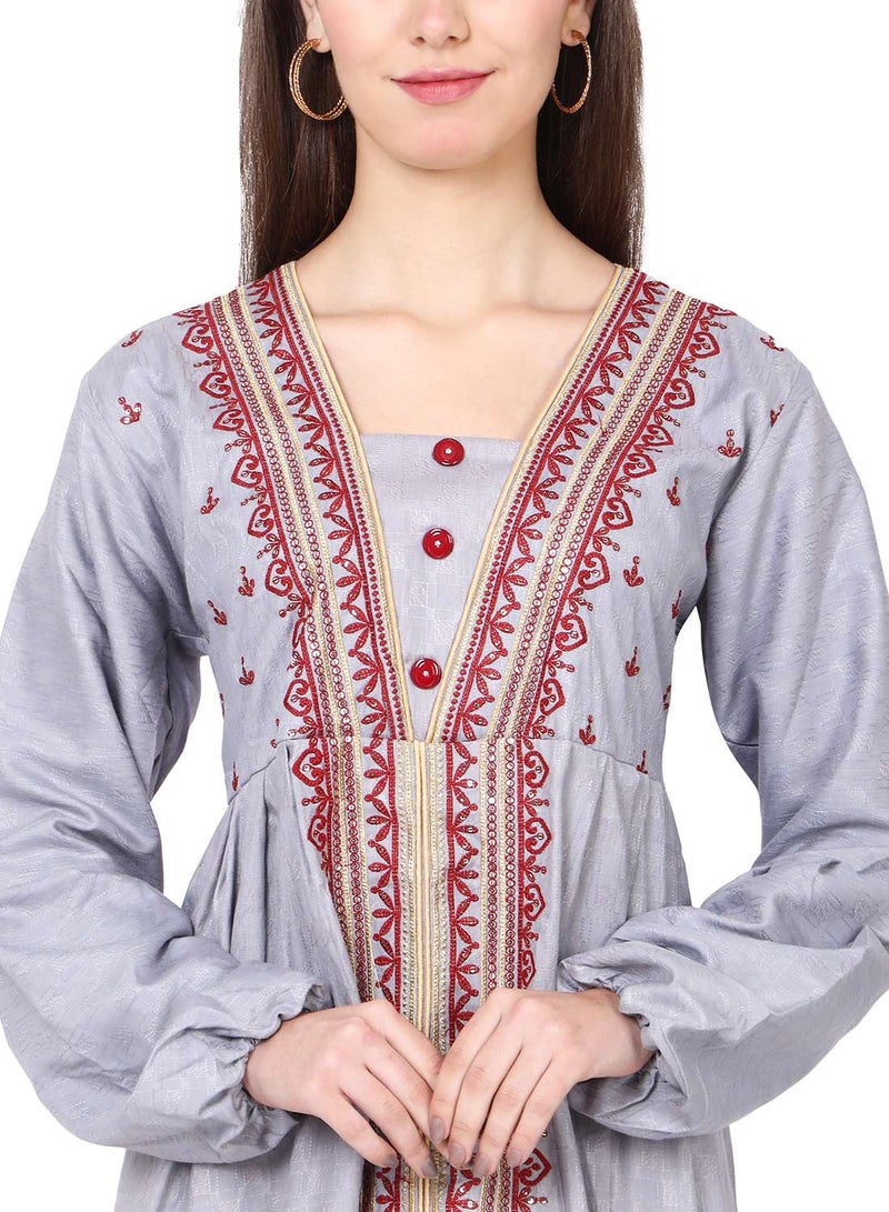 HANA & SARA UNIQUE THREAD EMBROIDERY LONG VISCOSE ARABIC KAFTAN JALABIYA DRESS - Image 3