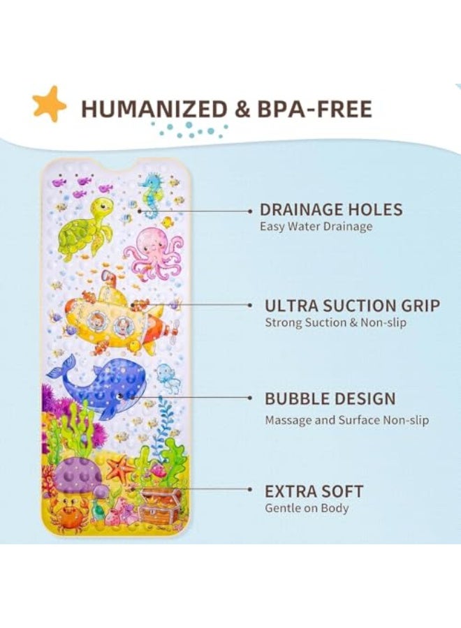 Baby Bath Mat for Tub, Non Slip Bathtub Mat, Non Slip Bath Tub Mat with Suction Cups and Drain Holes, for Bathroom, Machine Washable, for Kids, 40 X 16 Inch - Image 5