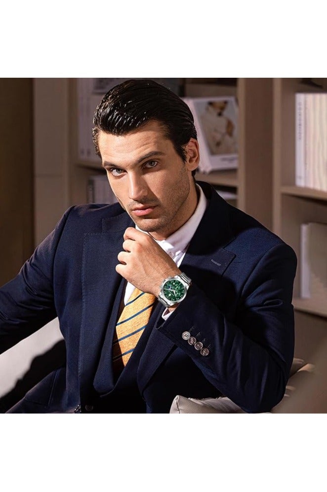 Sapphero Mens Watches Multifunction Chronograph Date Quartz Watch for Men Stainless Steel Band Wrist Watch Gift for Men Casual Business - Image 2