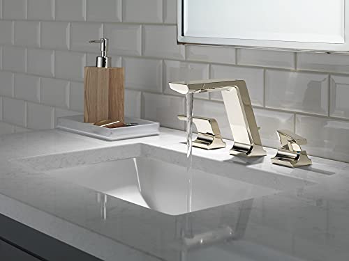 Delta Pivotal Polished Nickel Bathroom Faucet 3 Hole 8 Inch Widespread Bathroom Sink Faucet for Vanity Metal PushPop Drain Lumicoat Polished Nickel 3599LFPNPRMPU - Image 3