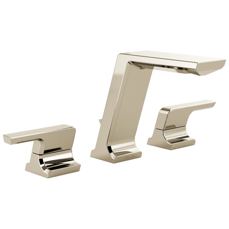 Delta Pivotal Polished Nickel Bathroom Faucet 3 Hole 8 Inch Widespread Bathroom Sink Faucet for Vanity Metal PushPop Drain Lumicoat Polished Nickel 3599LFPNPRMPU - Image 2