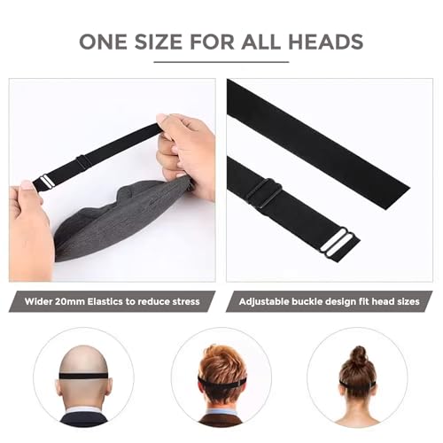 Decor & More- Cotton Eye Mask,Light Weight Eye Mask For Sleeping With Strap Super Soft Sleeping Mask Blind Fold For Comfortable Sleep,Eye Mask With Earplug & Carry Pouch (Black With Dark Grey) - - Image 2