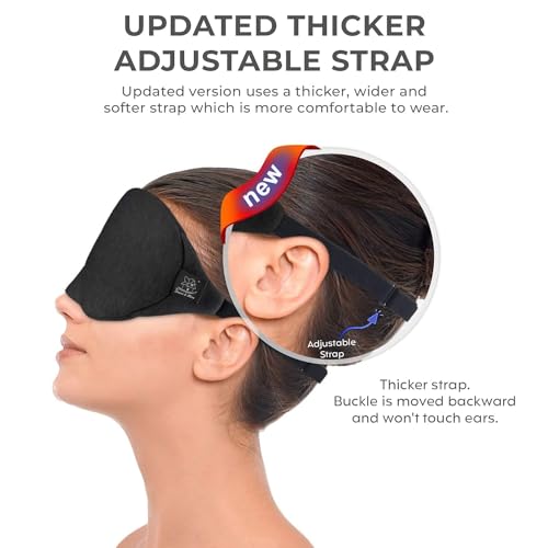 Decor & More- Cotton Eye Mask,Light Weight Eye Mask For Sleeping With Strap Super Soft Sleeping Mask Blind Fold For Comfortable Sleep,Eye Mask With Earplug & Carry Pouch (Black With Dark Grey) - - Image 5