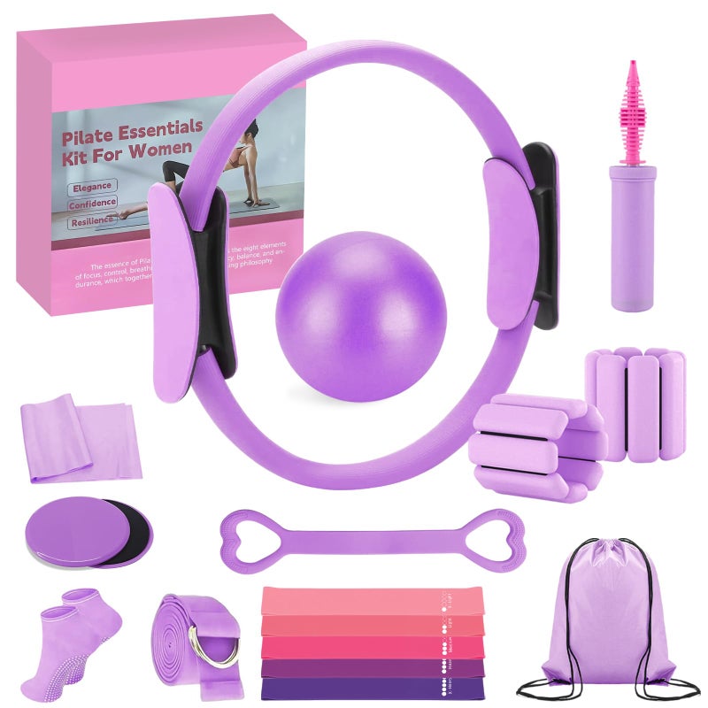 VIOXIA Pilates Kit for Home Workouts â€“ Pilates Equipment Set with Ring, Ball, Resistance Bands, Pilates Accessories, Pilates Essentials Kit for Women, Yoga & Workout Sets, Pilates Sets for Home Exercise - Image 1