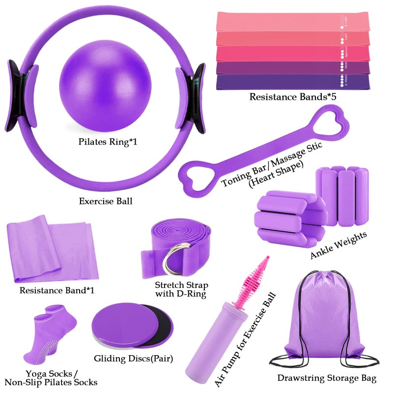 VIOXIA Pilates Kit for Home Workouts â€“ Pilates Equipment Set with Ring, Ball, Resistance Bands, Pilates Accessories, Pilates Essentials Kit for Women, Yoga & Workout Sets, Pilates Sets for Home Exercise - Image 5