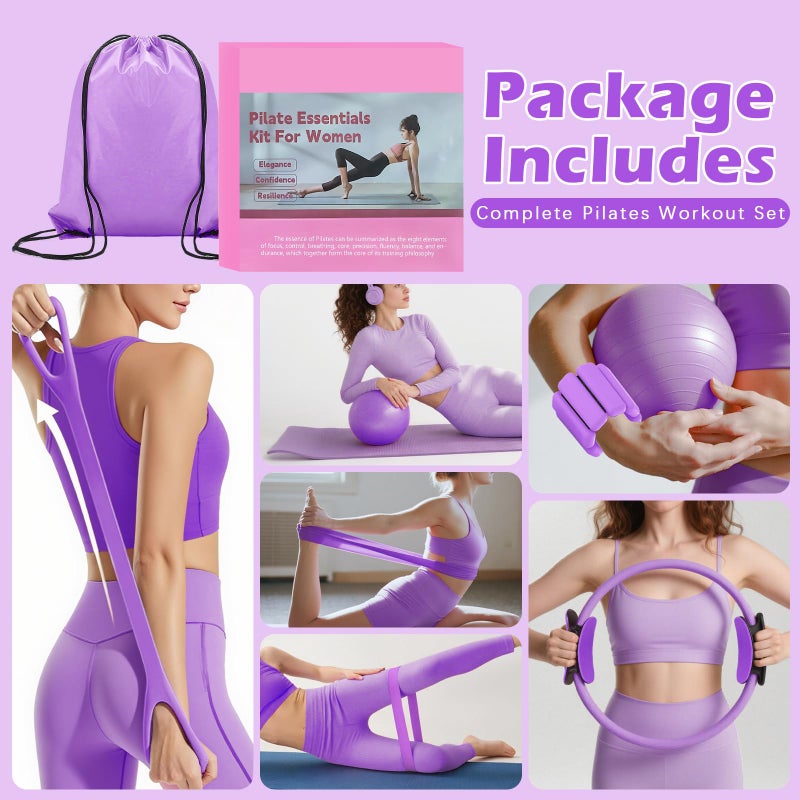 VIOXIA Pilates Kit for Home Workouts â€“ Pilates Equipment Set with Ring, Ball, Resistance Bands, Pilates Accessories, Pilates Essentials Kit for Women, Yoga & Workout Sets, Pilates Sets for Home Exercise - Image 4